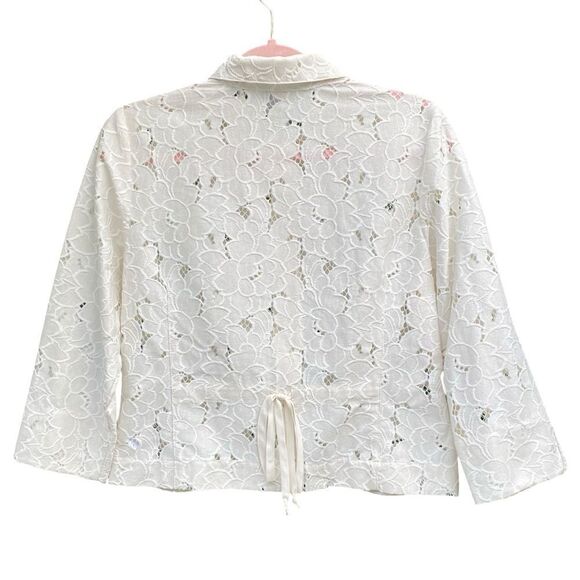 CAbi Portrait Jacket Ivory Lace Eyelet Medium 5162 Cottegecore Romantic Feminine - Picture 12 of 15